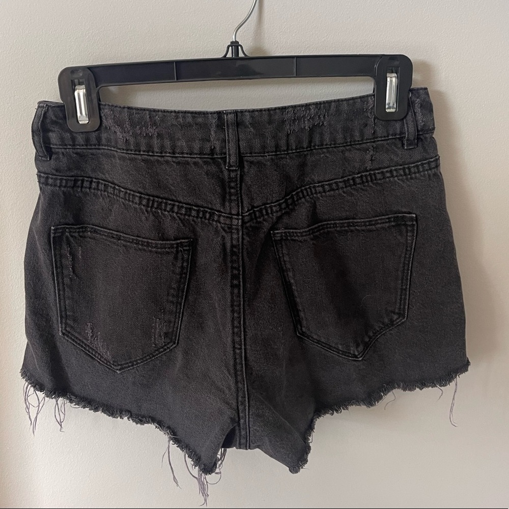 Black Ripped Jean Shorts - Picture 2 of 2